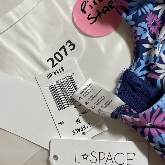 Women M Sports Bra L*Space Impact Underwire Hook & Eye Pink Blue Floral NWT 2073 - Picture 9 of 11